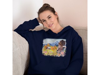 Floral Design Hooded Sweatshirt