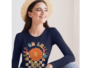 Keep On Smiling Flower Women’s Long Sleeve T-Shirt