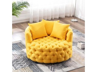 Italian-Inspired Luxury Linen Single Sofa with Rotatable Pull Buckle Design