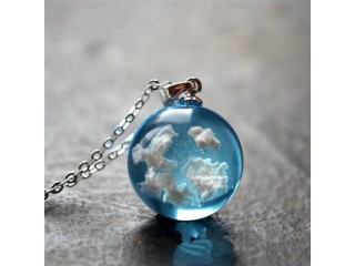 Necklace Of Blue Sky Cloud Resin
