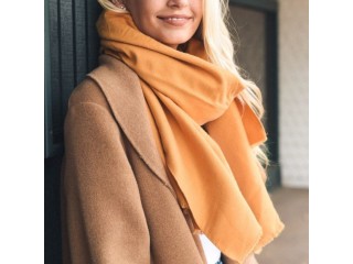 Solid Blanket Scarf with Frayed Edge